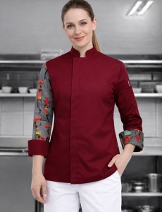 Afrikalı Kızlar Desenli Likralı Kadın Şef Aşçı Ceketi – Modern Kesim