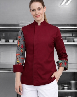 Afrikalı Kızlar Desenli Likralı Kadın Şef Aşçı Ceketi – Modern Kesim