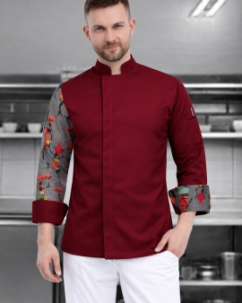 Afrikalı Kızlar Desenli Likralı Şef Aşçı Ceketi – Modern Kesim