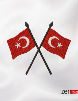 Çapraz Türk Bayrağı Nakış İşleme