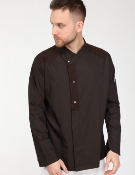 Chefflex Serisi Kahverengi Likralı Kumaş Aşçı ceketi