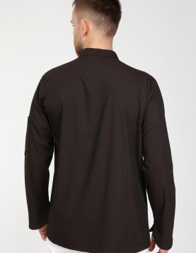 Chefflex Serisi Kahverengi Likralı Kumaş Aşçı ceketi