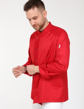 Chefflex Serisi Kırmızı Likralı Kumaş Aşçı ceketi