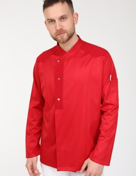 Chefflex Serisi Kırmızı Likralı Kumaş Aşçı ceketi