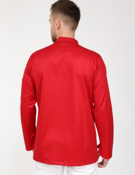 Chefflex Serisi Kırmızı Likralı Kumaş Aşçı ceketi