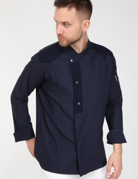 Chefflex Serisi Lacivert Likralı Kumaş Aşçı ceketi