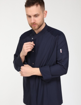 Chefflex Serisi Lacivert Likralı Kumaş Aşçı ceketi