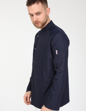 Chefflex Serisi Lacivert Likralı Kumaş Aşçı ceketi