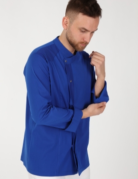 Chefflex Serisi Saks Mavi Likralı Kumaş Aşçı ceketi