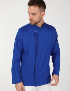 Chefflex Serisi Saks Mavi Likralı Kumaş Aşçı ceketi