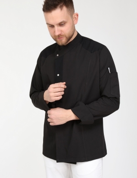 Chefflex Serisi Siyah Likralı Kumaş Aşçı ceketi