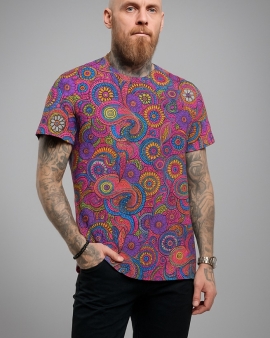 Desenli likra spor kumaş şef aşçı tişort