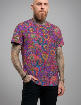 Desenli likra spor kumaş şef aşçı tişort