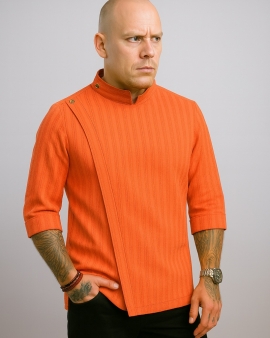 Desenli kremit rengi Kumaş Likralı şef Aşçı Ceketi