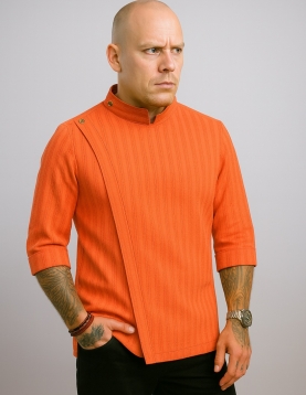 Desenli kremit rengi Kumaş Likralı şef Aşçı Ceketi