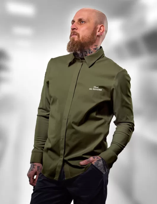 Tarzınızı Mutfakta Konuşturun! Yeni Haki Yeşili Gömlek Tipi Aşçı Ceketi