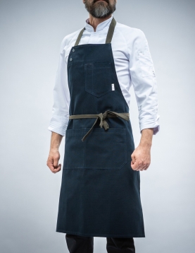 Keten kumaş lacivert Aşçı önlüğü