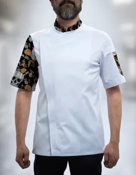Kısa Kollu Kuru Kafa Desenli Spor Model Aşçı Ceketi