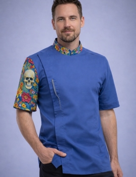 Kuru kafa desenli kısa kollu Yazlık Aşçı Ceketi