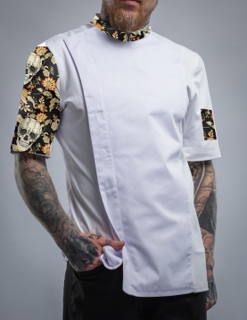 Kuru kafa desenli kısa kollu Yazlık Aşçı Ceketi