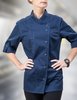 Spor Kesim Mavi Kadın Aşçı Ceketi | Şık ve Rahat Mutfak Modası