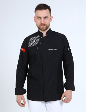 Chef motifli Nakış işlemeli şef aşçı ceketi 