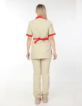 Bej Rengi Temizlikçi Takımı Önlüklü Model