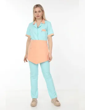 Su yeşili Temizlikçi Takımı Önlüklü Model