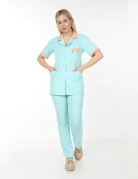 Su yeşili Temizlikçi Takımı Önlüklü Model