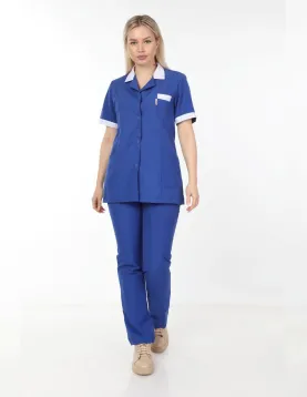 Saks Mavi Temizlikçi Takımı Önlüklü Model