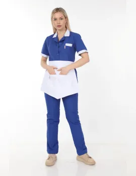 Saks Mavi Temizlikçi Takımı Önlüklü Model