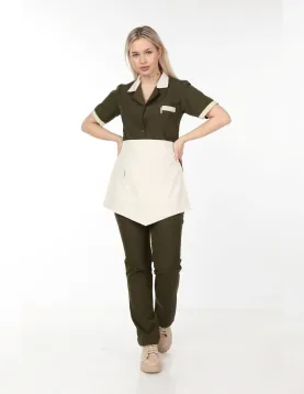 Haki yeşil Temizlikçi Takımı Önlüklü Model