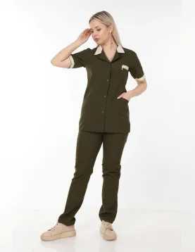 Haki yeşil Temizlikçi Takımı Önlüklü Model