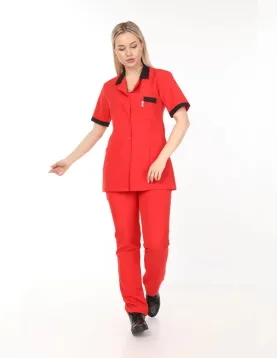 Kırmızı Temizlikçi Takımı Önlüklü Model