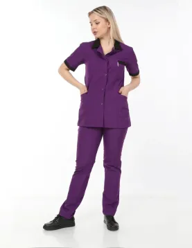 Mor Temizlikçi Takımı Önlüklü Model