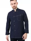 Kot görünümlü spor dikişli şef aşçı ceketi Kot görünümlü spor dikişli şef aşçı ceketi