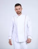 Klasik Model Biyeli Beyaz Şef ceketi 