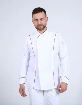 Klasik Model Biyeli Beyaz Şef ceketi 