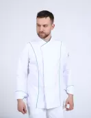 Klasik Model Biyeli Beyaz Şef ceketi 