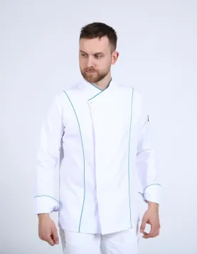 Klasik Model Biyeli Beyaz Şef ceketi 