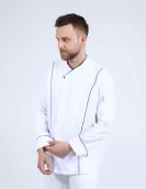 Klasik Model Biyeli Beyaz Şef ceketi 