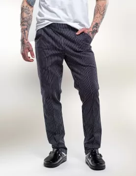 Çizgili Desen Şef Aşçı Pantolonu - Rahat Kesim, Boru Paça, Arka Cepli