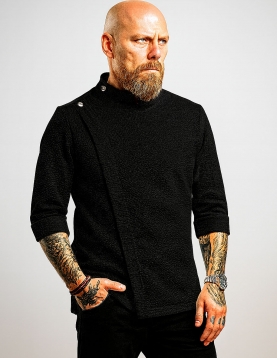 Siyah Gofre Kumaş Likralı şef Aşçı Ceketi