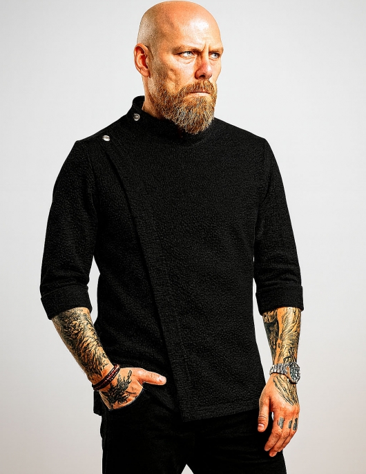 Siyah Gofre Kumaş Likralı şef Aşçı Ceketi