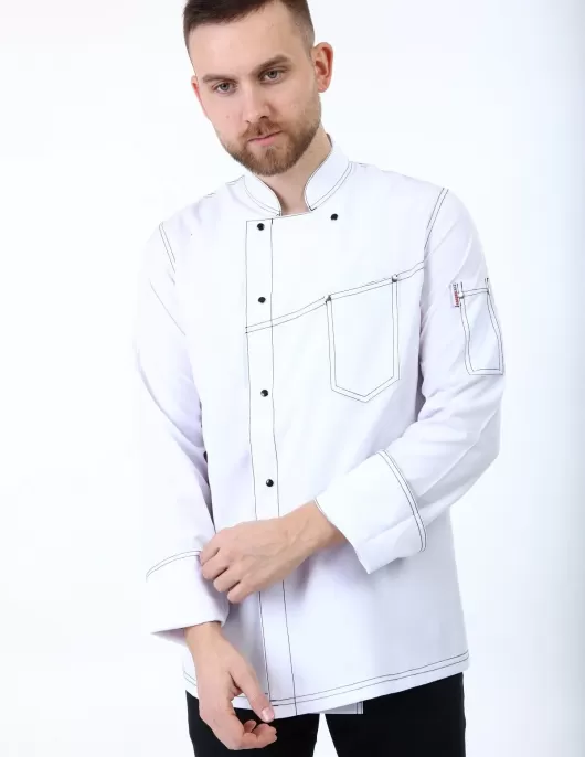 Kot görünümlü spor dikişli şef aşçı ceketi Kot görünümlü spor dikişli şef aşçı ceketi