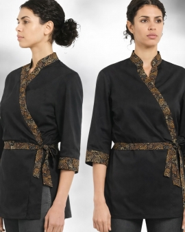 Kadın Belden Bağlama Uzak Doğu Aşçı Ceketi Yeni Model