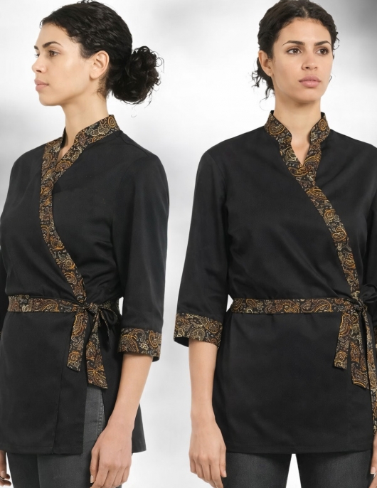 Kadın Belden Bağlama Uzak Doğu Aşçı Ceketi Yeni Model
