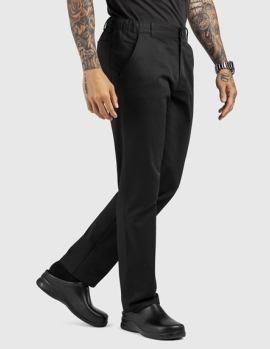 Yanlardan Yarım Lastikli, Cepli Aşçı Pantolonu